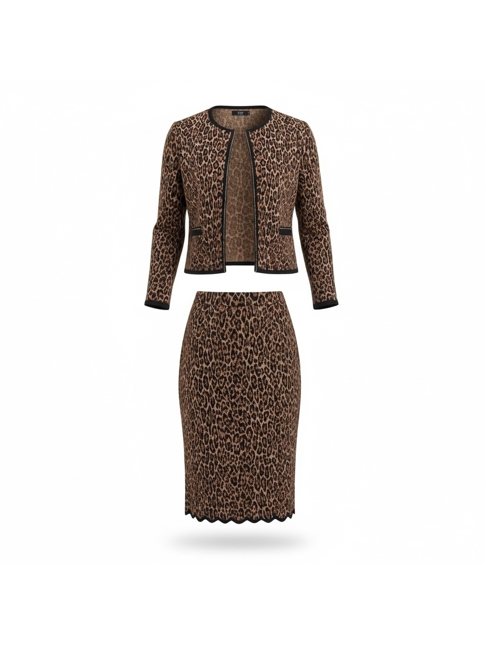 Vintage Cache Leopard Print Jacket & Pencil Skirt Set